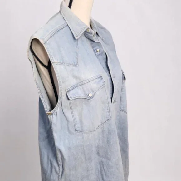 Denim Sleeveless Tunic Top - Picture 5 of 14